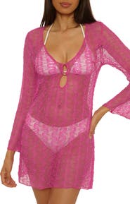 Becca Golden Riviera Long Sleeve Open Knit Cover-Up Tunic