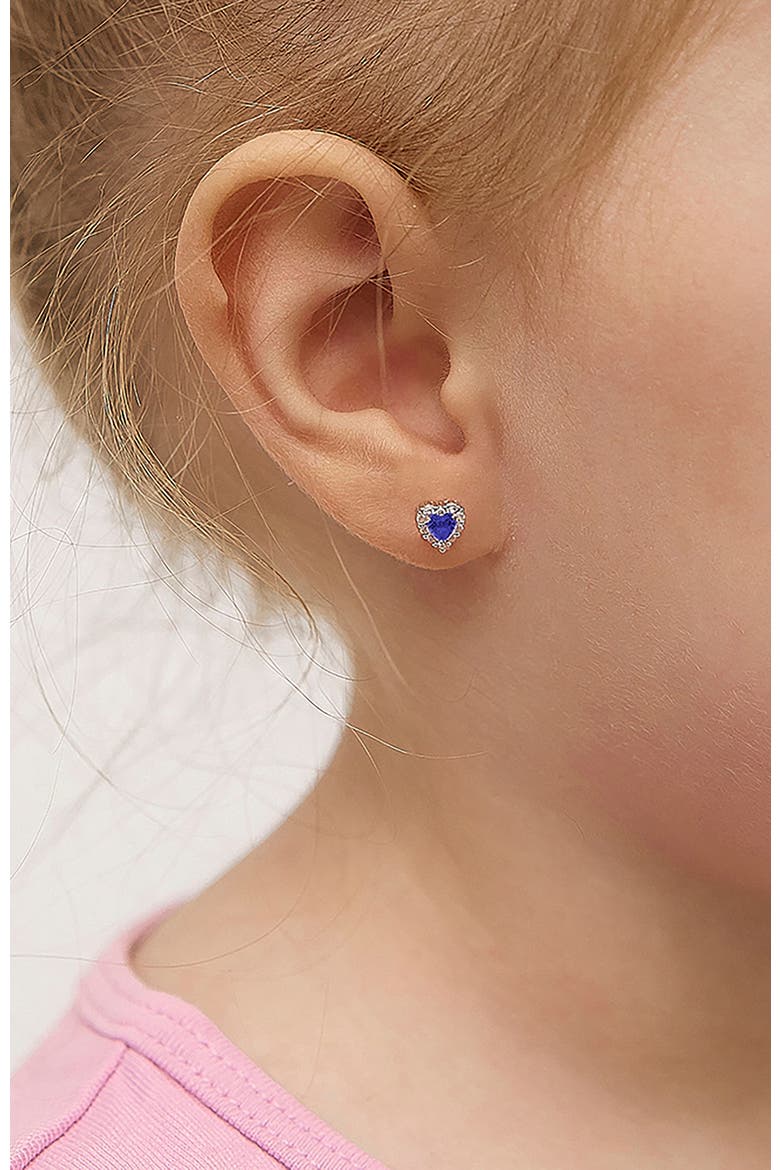 Princess Heart Cubic Zirconia Earrings, Alternate, color, Blue