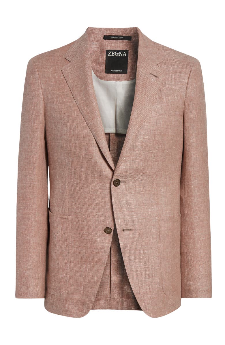 ZEGNA Crossover Linen, Wool & Silk Blend Sport Coat, Alternate, color, Dark Pink Sld