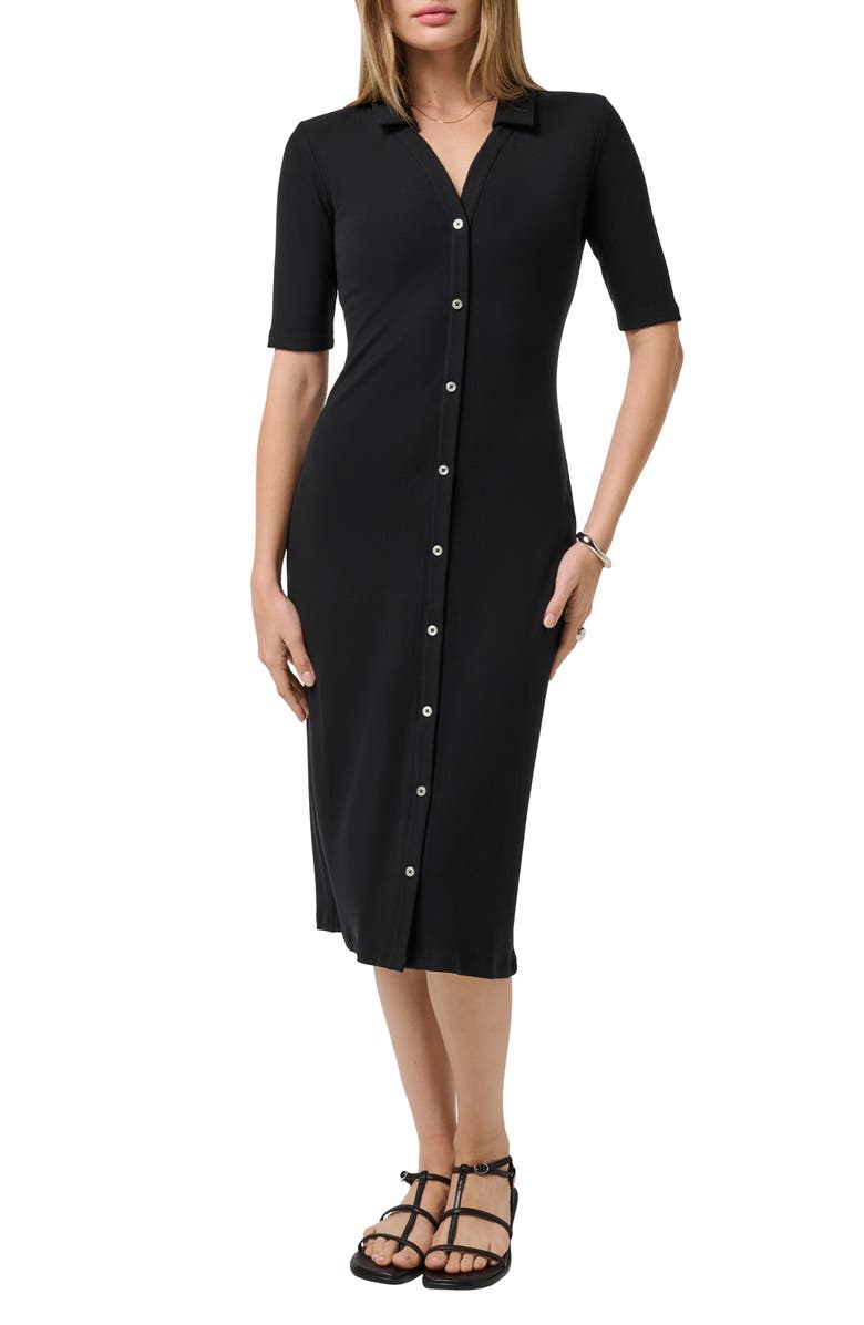 TravisMathew Cloud Rib Midi Shirtdress, Main, color, Black