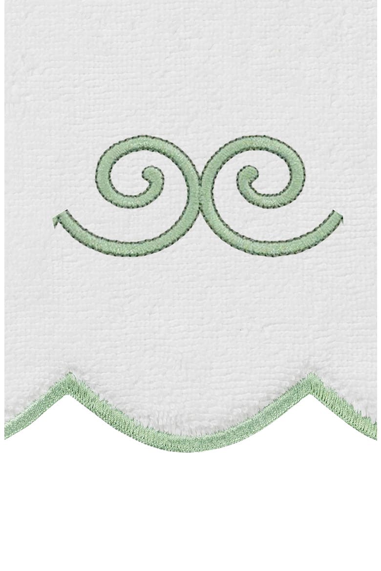 Symmetra Scallop 3-Piece Turkish Cotton Towel Set, Alternate, color, WHITE/ GREEN