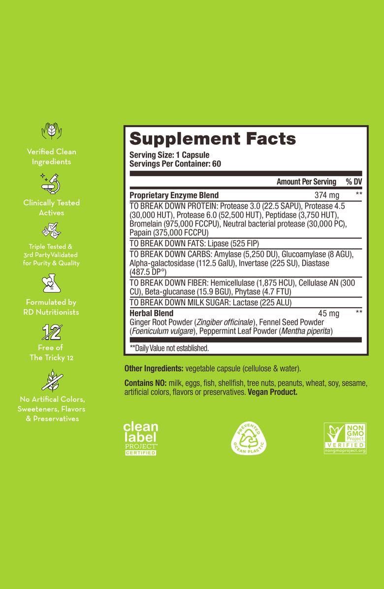 Hum Nutrition Flatter Me<sup>™</sup> Extra Strength Digestive Enzyme Supplement, Alternate, color, 