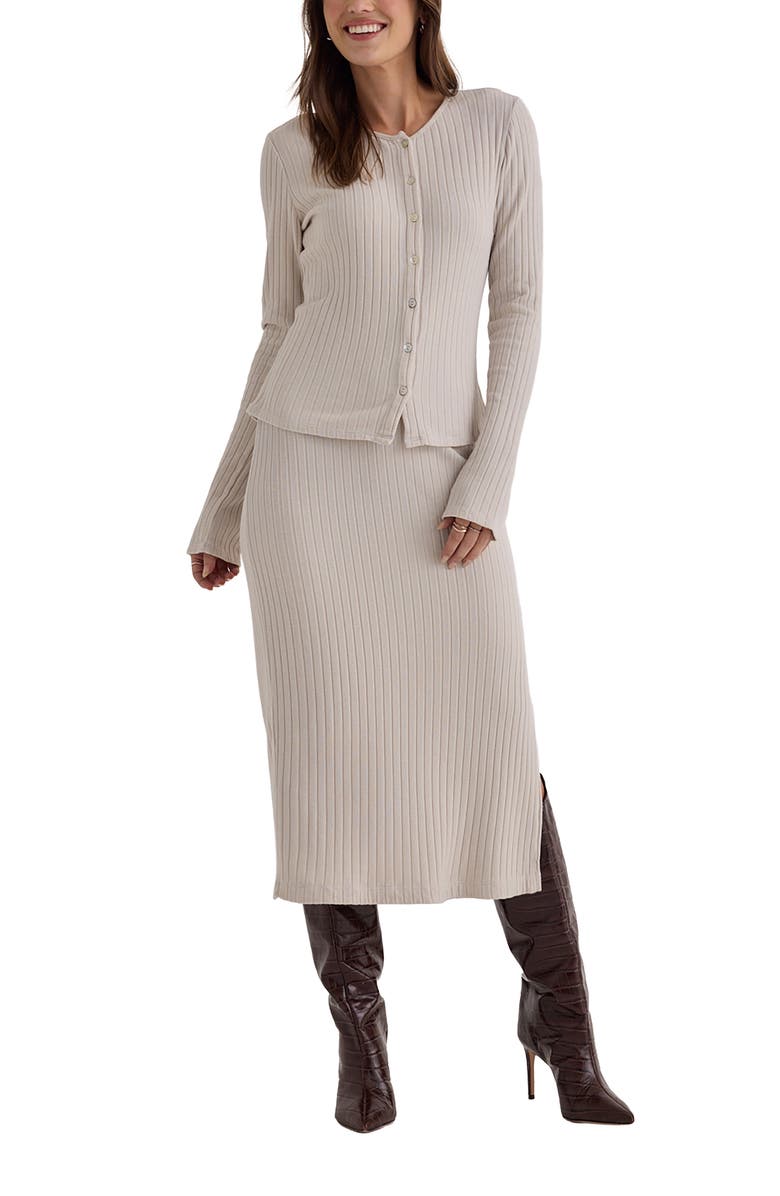 Bella Dahl Rib Knit Midi Skirt, Alternate, color, Moon Stone