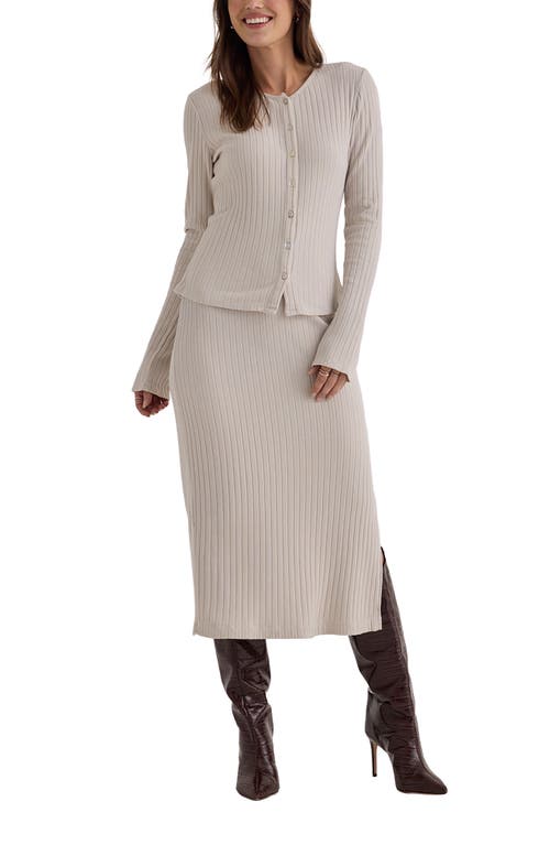 Bella Dahl Rib Knit Midi Skirt In Gray