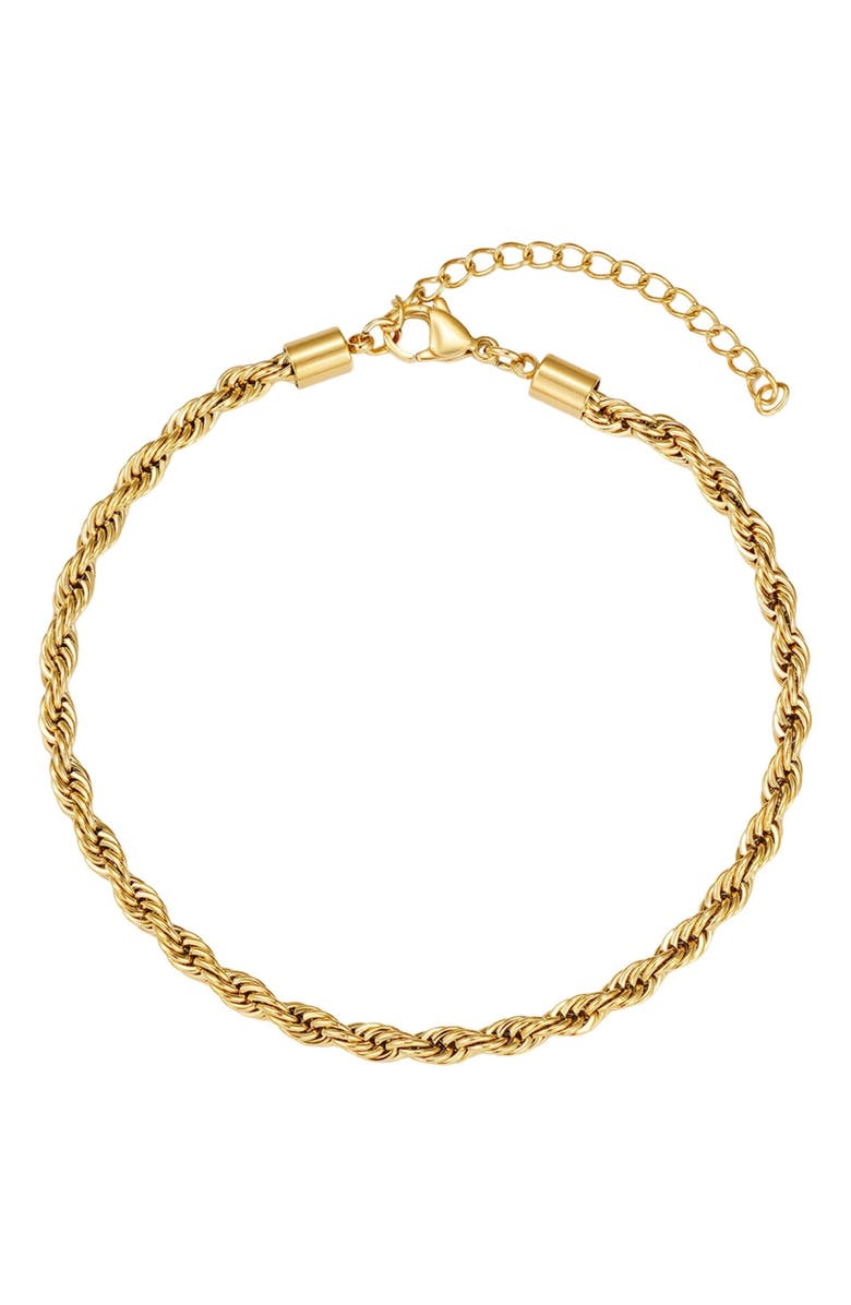 Adornia Tarnish Resistant Twisted Chain Anklet, Main, color, Gold