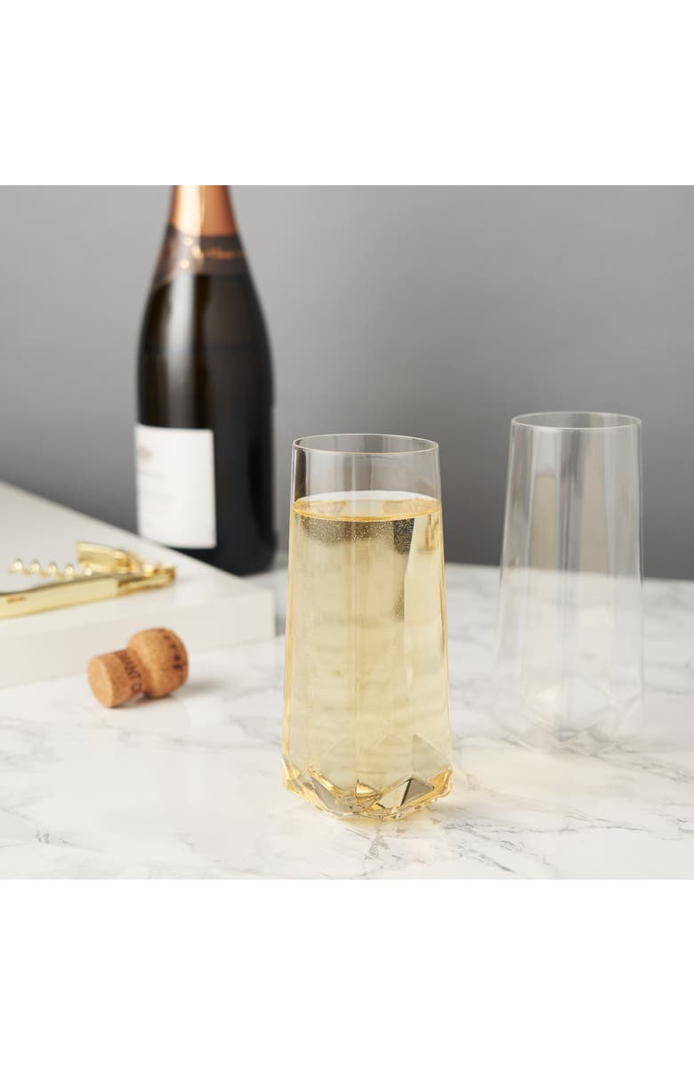 Viski Seneca Crystal Faceted Stemless Champagne Flutes Set of 2, Alternate, color, Clear