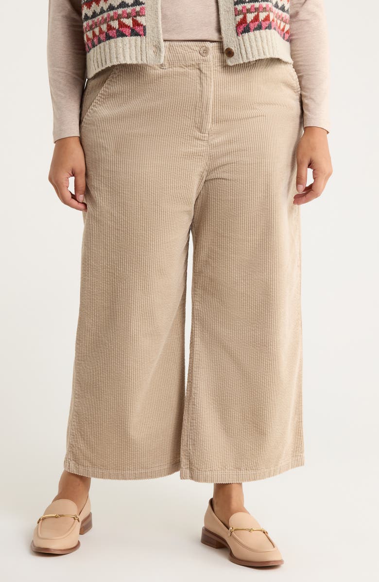 Seasalt Cornwall Asphodel Crop Wide Leg Corduroy Pants, Main, color, Birch