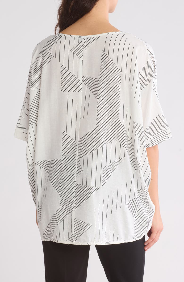 PATRIZIA LUCA Short Sleeve Pleated Front High-Low Top, Alternate, color,