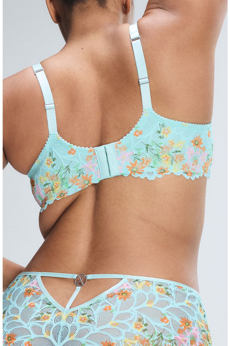 Savage Not Sorry Unlined Lace Balconette Bra, Alternate, color, SPLASH ME BLUE FEELING FLORAL