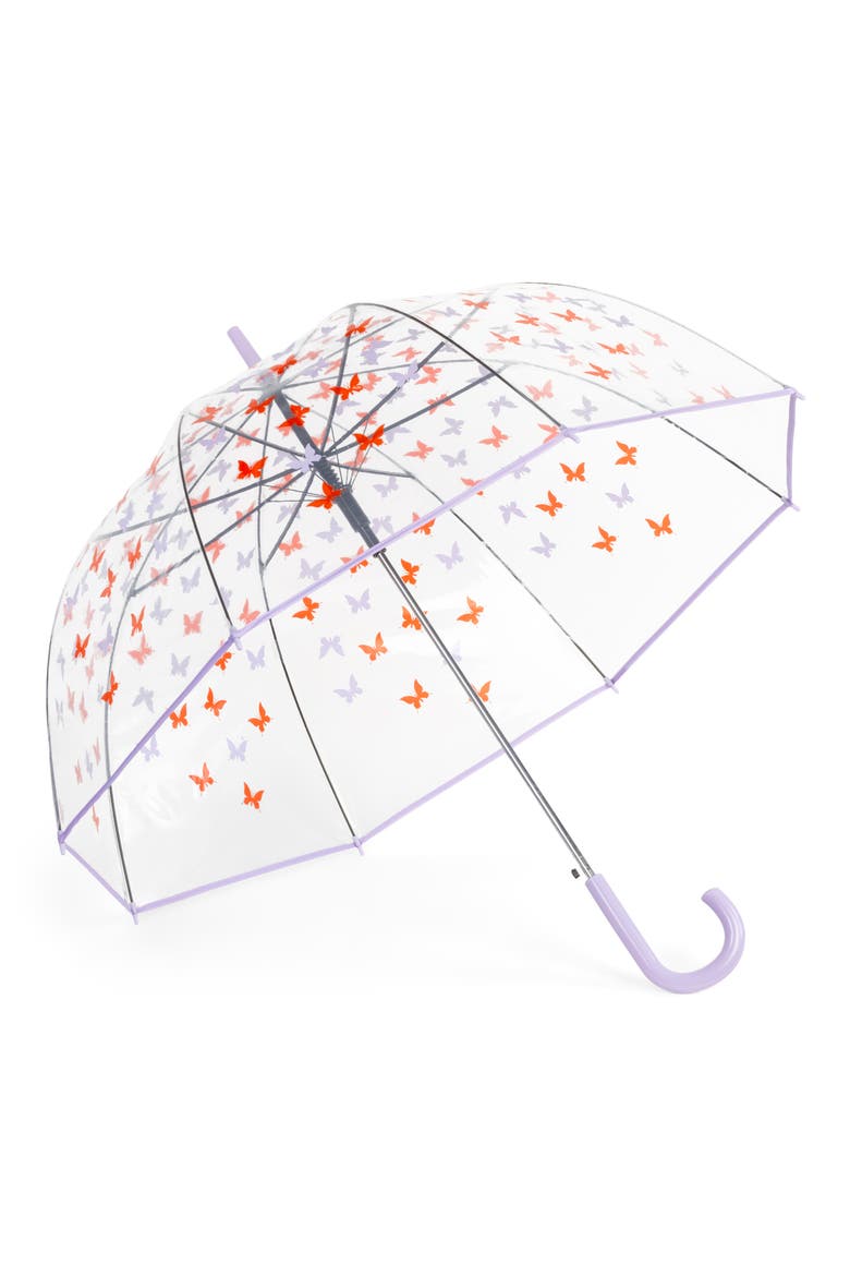 Bubble Stick Transparent Dome Umbrella, Alternate, color, FLUTTER