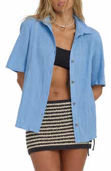 Billabong Laura Oversize Short Sleeve Cotton Button-Up Shirt