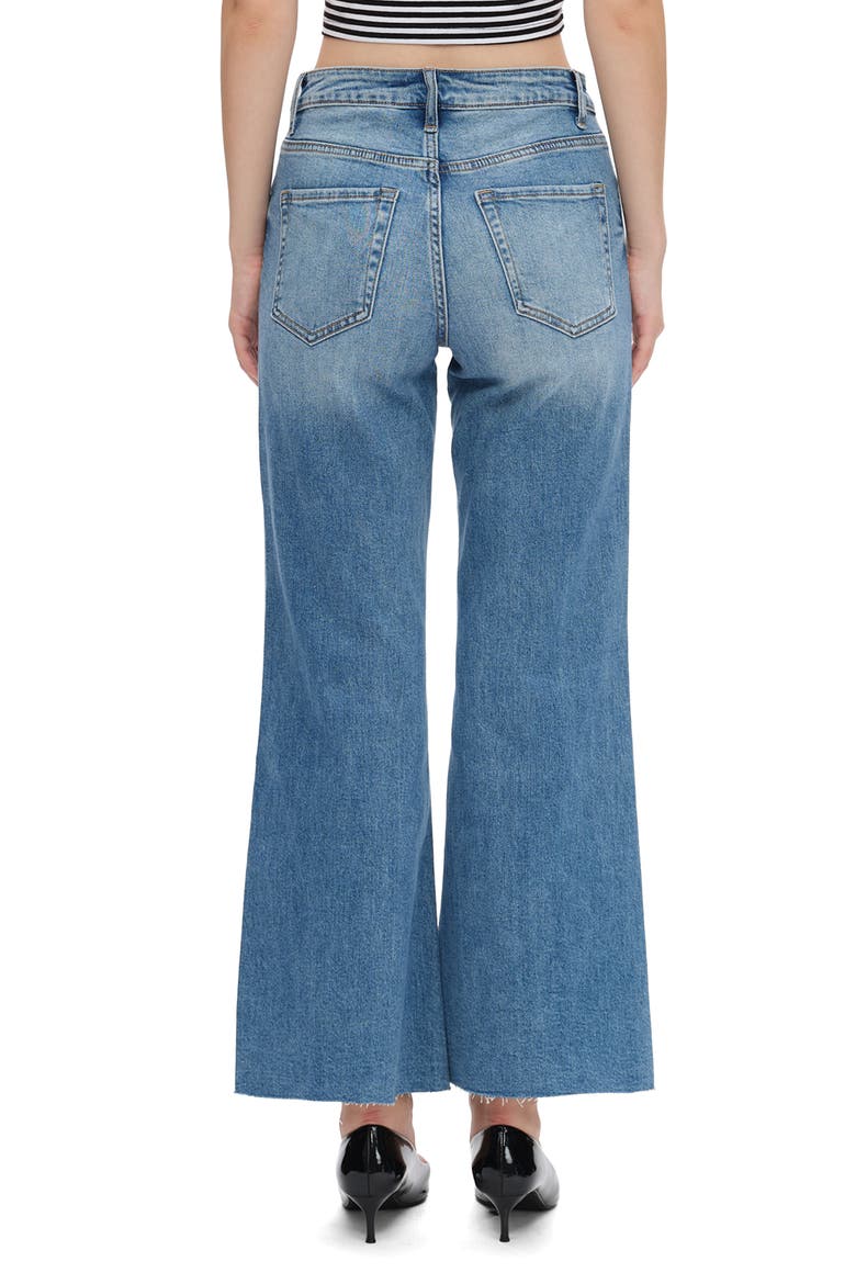 Raw Hem Mid Rise Wide Leg Jeans, Alternate, color, MEDIUM BLUE