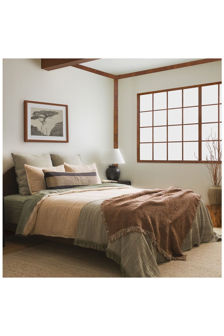 Zen Crinkled Cotton Gauze 4-Piece Sheet Set, Alternate, color, MATCHA