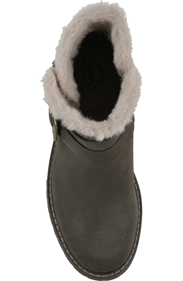 CLIFFS BY WHITE MOUNTAIN Marvin Faux Fur Lined Bootie, Alternate, color, Olive/ Fabric