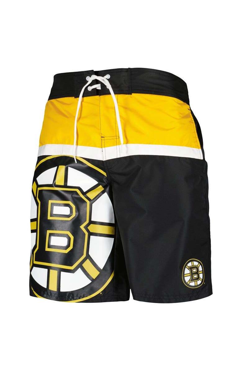 STARTER Men's Starter Black Boston Bruins Sea Wind Swim Trunks, Alternate, color, Black