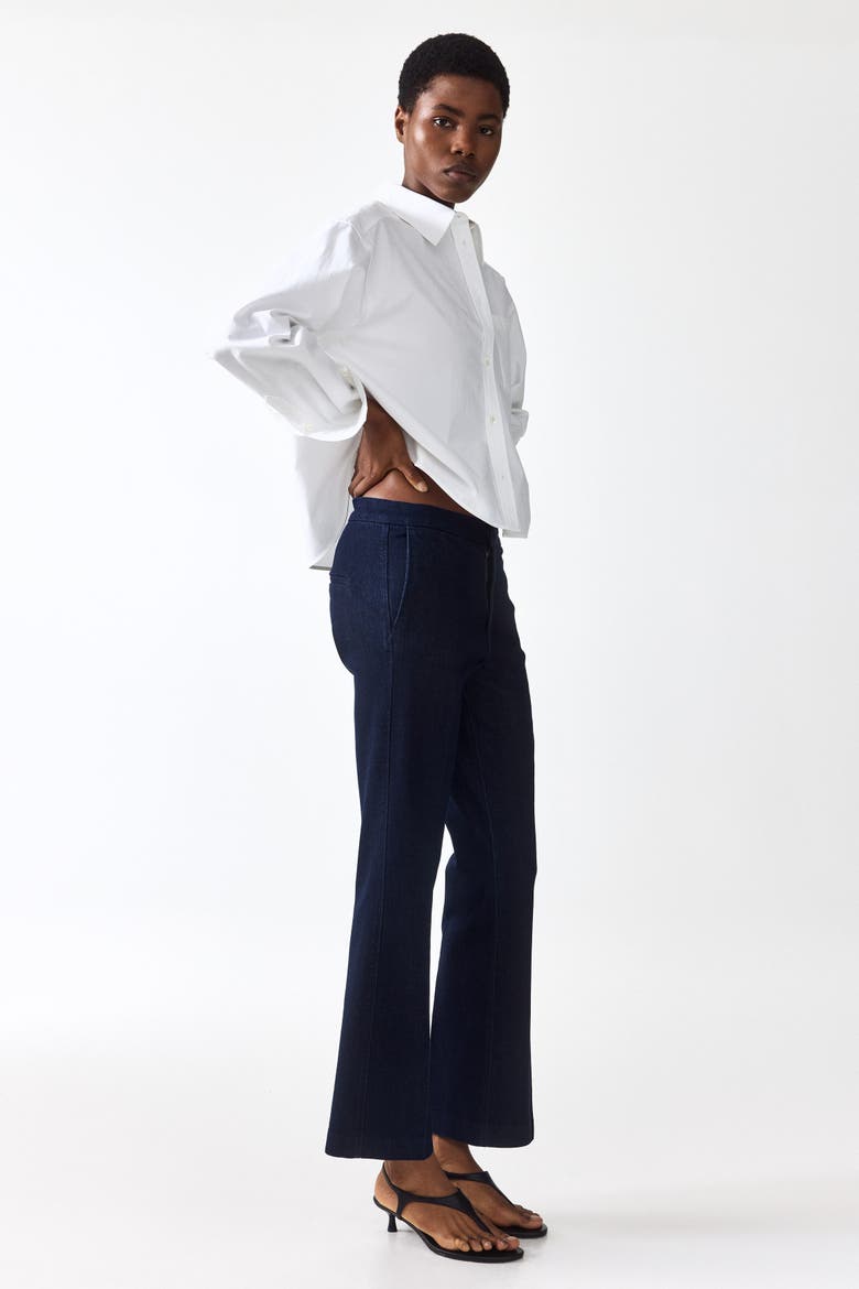 Flared High Waist Ankle Jeans, Alternate, color, Dark denim blue