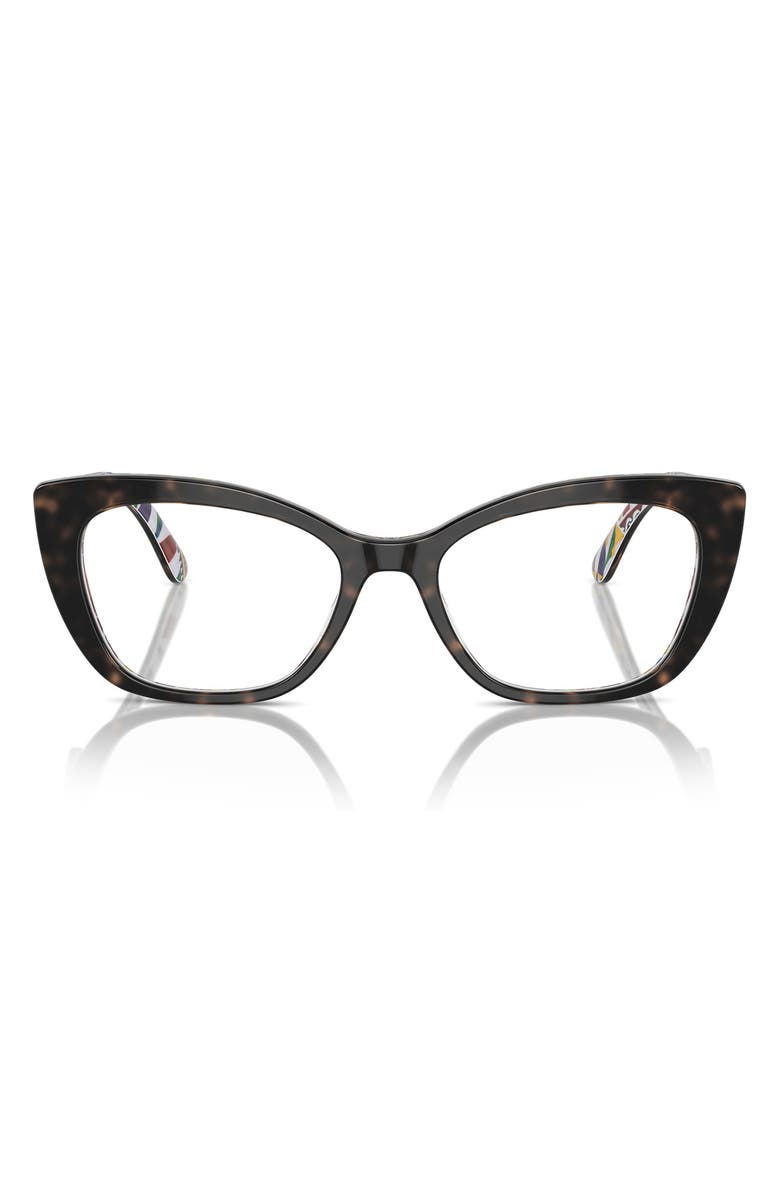 Dolce&Gabbana 54mm Cat Eye Optical Glasses, Main, color, White Havana