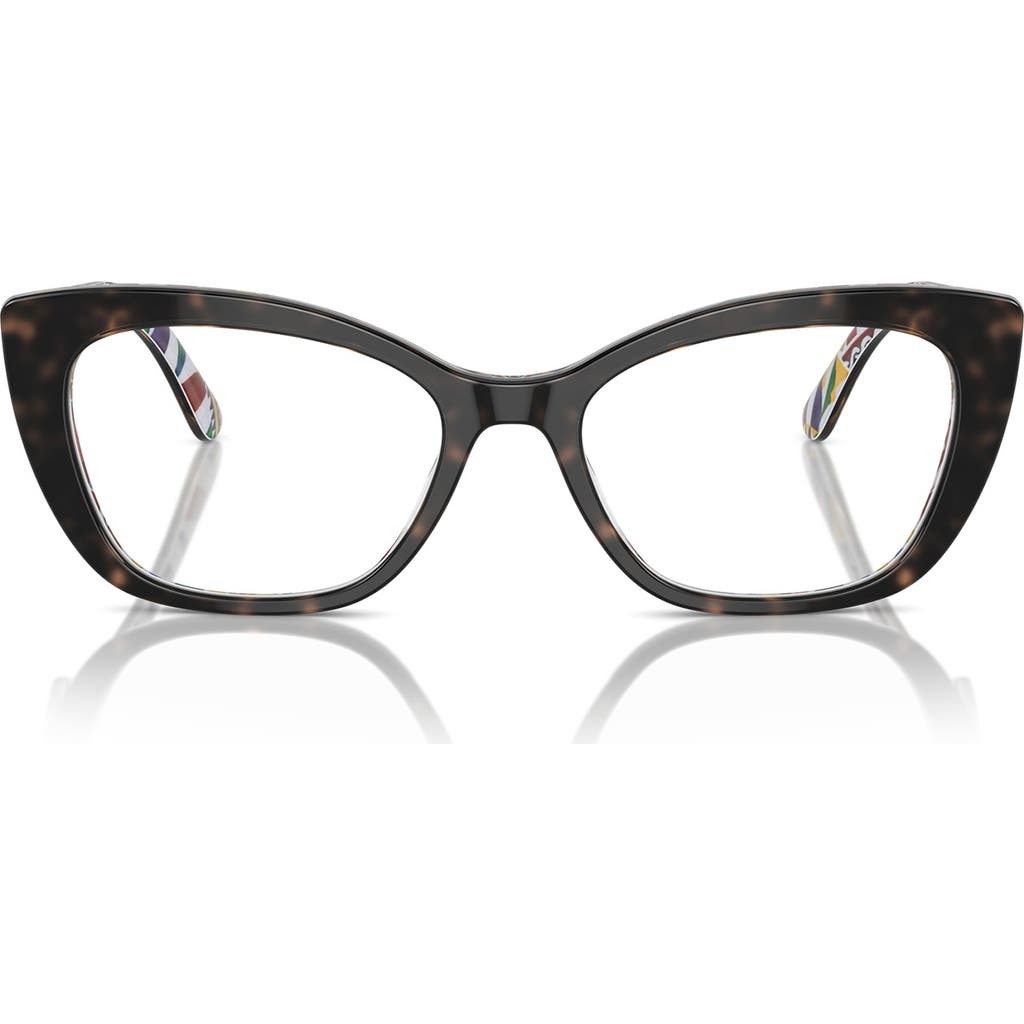 Dolce & Gabbana Dolce&gabbana 54mm Cat Eye Optical Glasses In White Havana