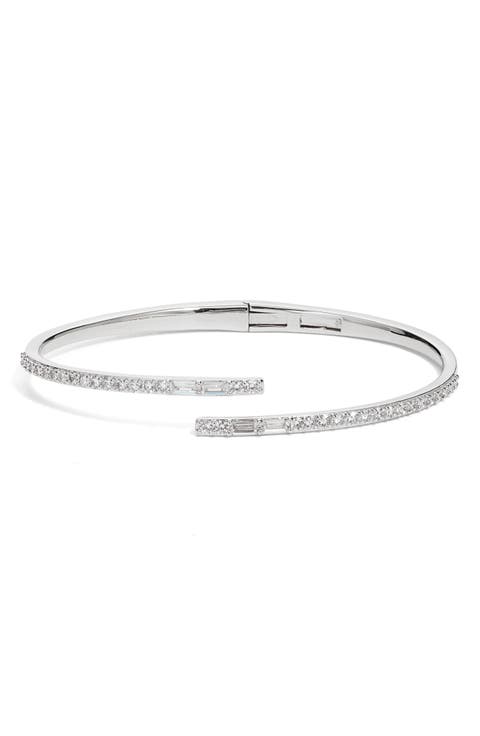 Cubic Zirconia Overlap Cuff Bracelet