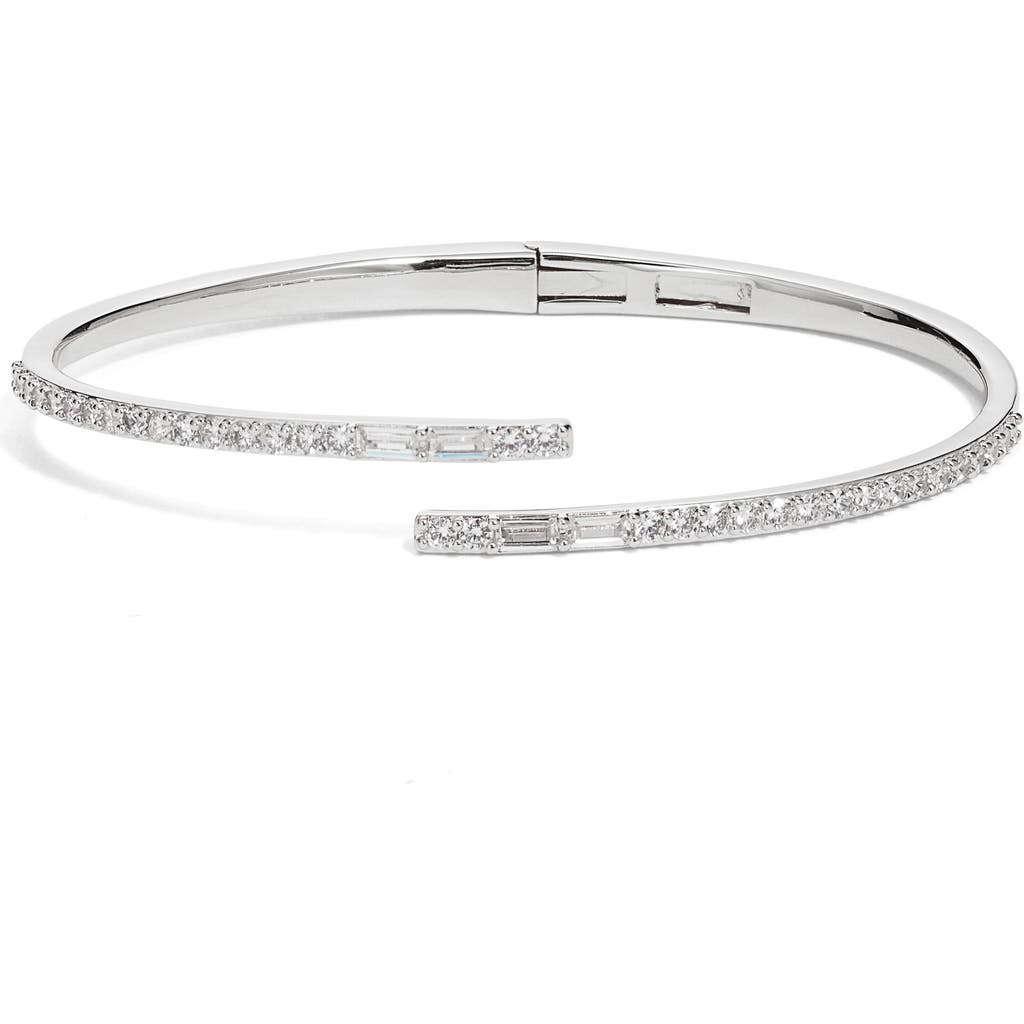 Nordstrom Cubic Zirconia Overlap Cuff Bracelet In Silver