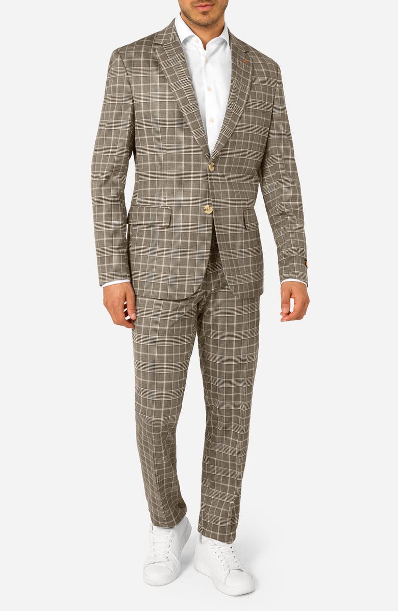 OppoSuits Daily Slim Fit Tan Glen Check Stretch Suit, Main, color, Tan