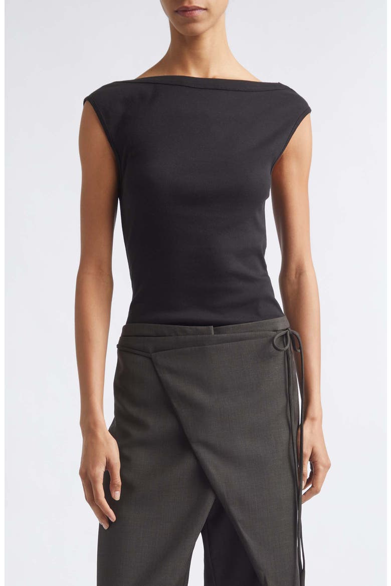 Organic Cotton Ballerina Top, Main, color, JET BLACK