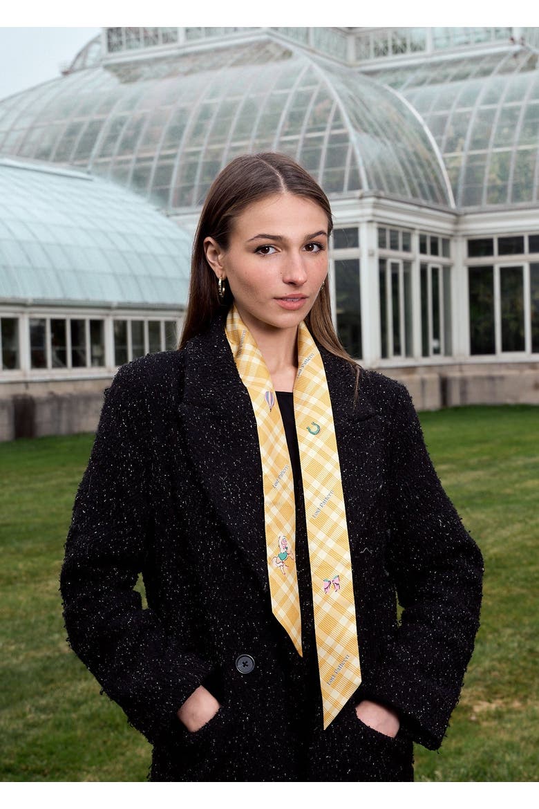 "Pop Pony" Silk Twill Skinny Scarf, Alternate, color, Yellow
