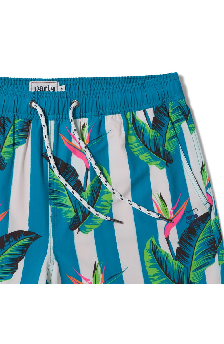 Party Pants Gulf Stripe Sport Swim Trunks, Alternate, color, Turquoise