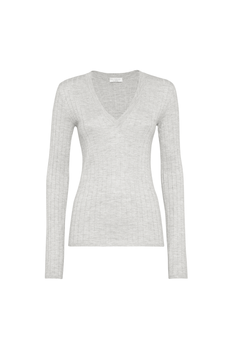 Brunello Cucinelli Cashmere and silk Sparkling sweater, Main, color, Pebble