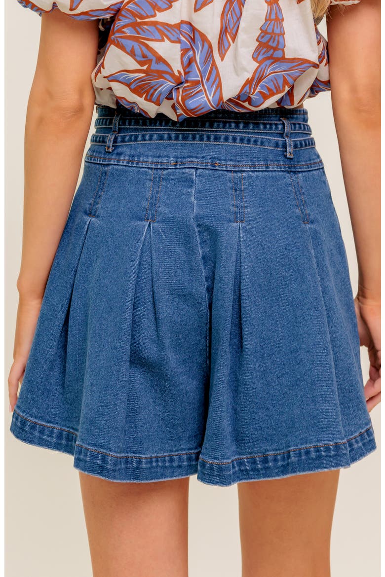 Washed Denim Skort, Alternate, color, MEDIUM INDIGO