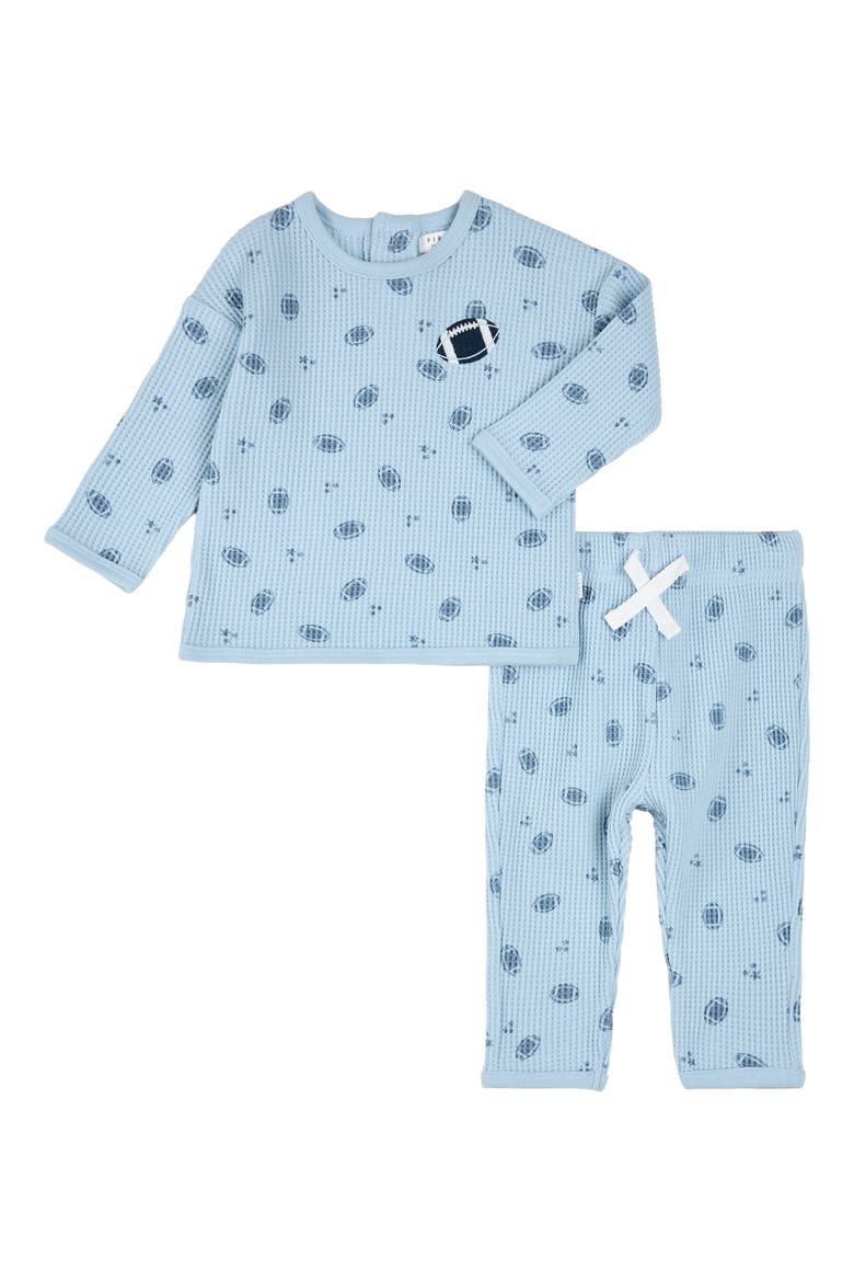 Two-Piece Thermal Stitch Organic Cotton Blend Top & Pants Set, Main, color, LIGHT BLUE