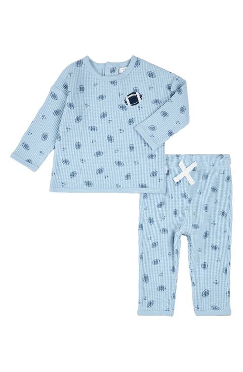Two-Piece Thermal Stitch Organic Cotton Blend Top & Pants Set