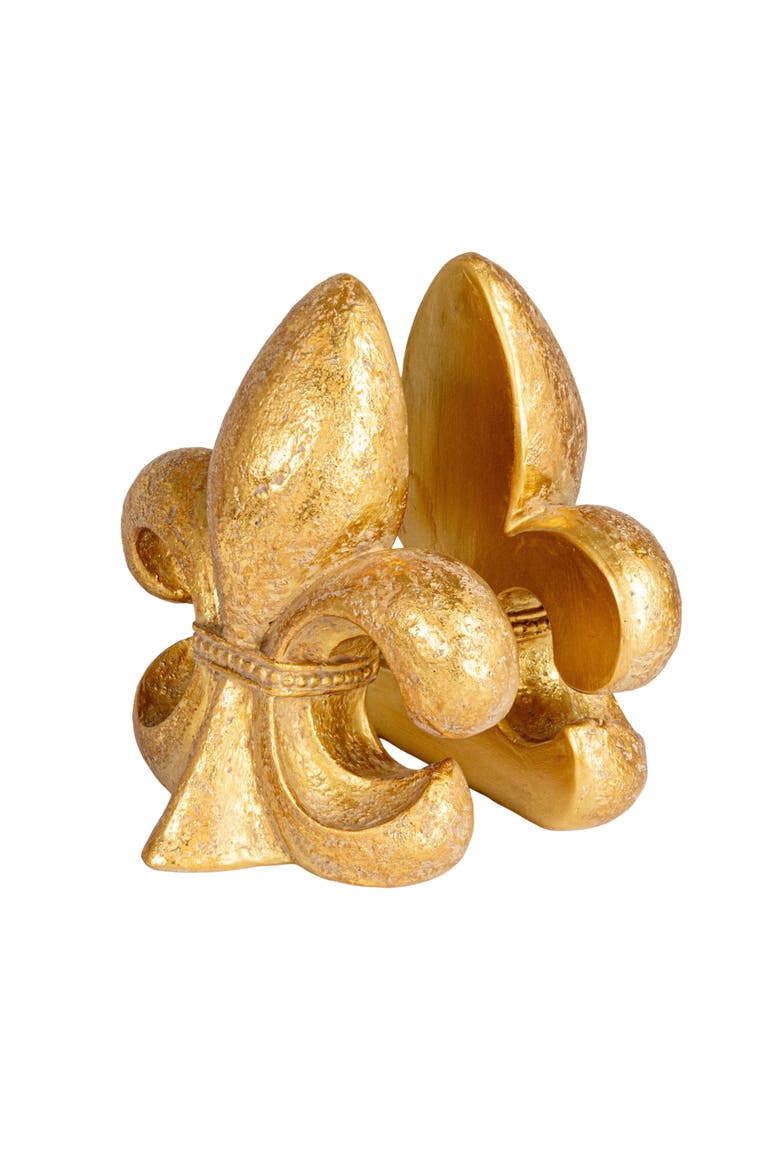 Decorative Fleur de Lis Resin Bookends, Gold, Main, color, Gold