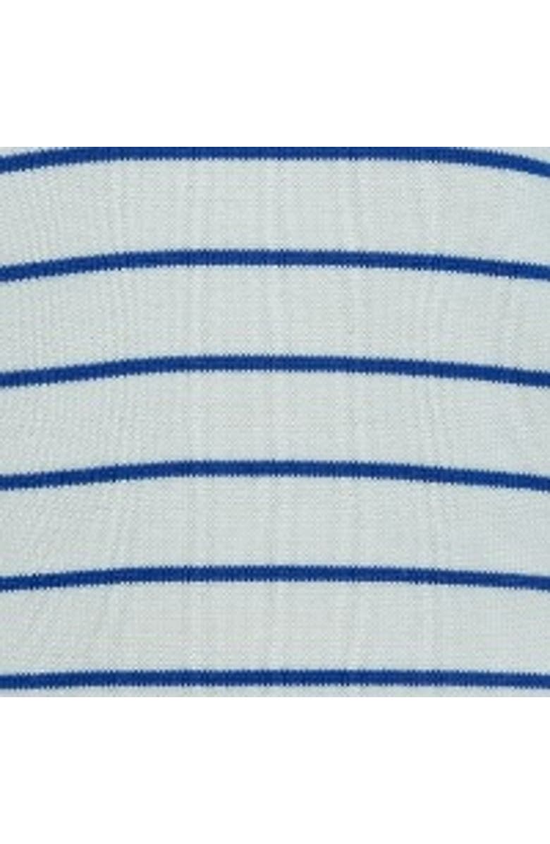 Celtic & Co. Merino V-Neck Sweater, Alternate, color, Ecru Cobalt Stripe
