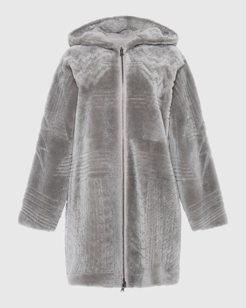 Gorski Reversible Shearling Parka With Pattern In Gray