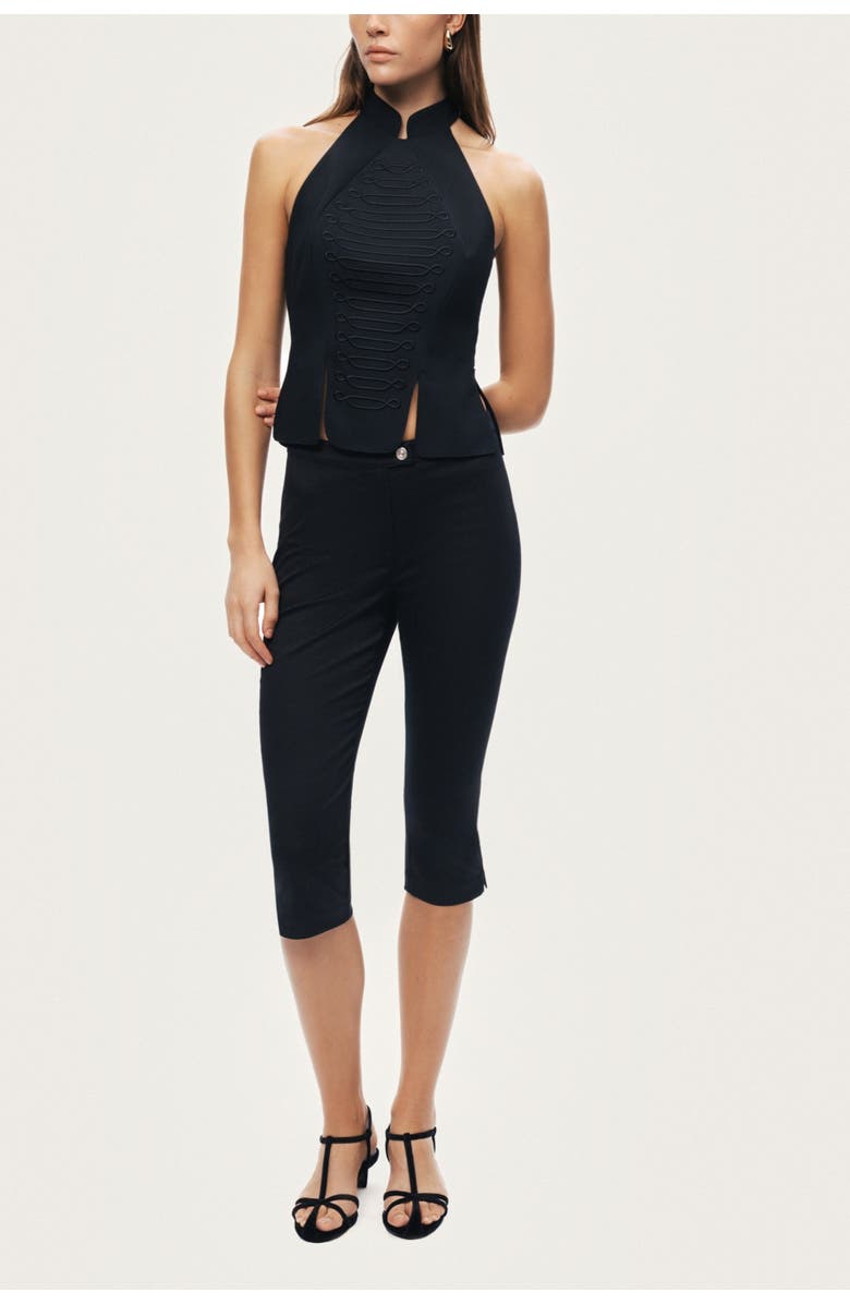 Nocturne Halter Neck Structured Top, Alternate, color, Black