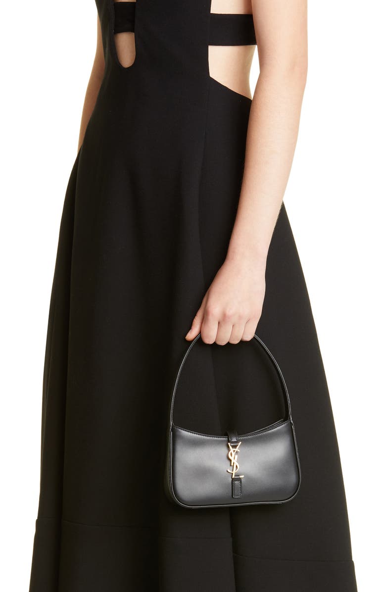 Saint Laurent Micro Le 5 à 7 Leather Hobo, Alternate, color,