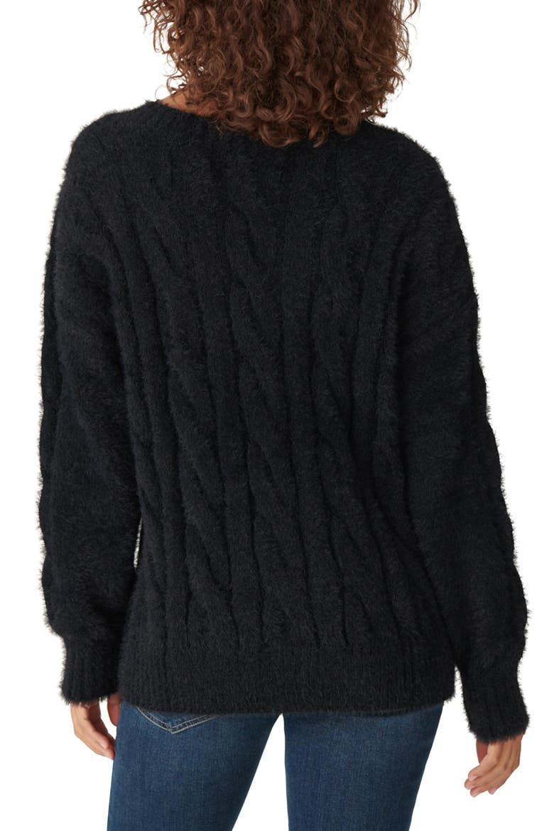 Eyelash Cable Sweater, Alternate, color, LUCKY BLACK