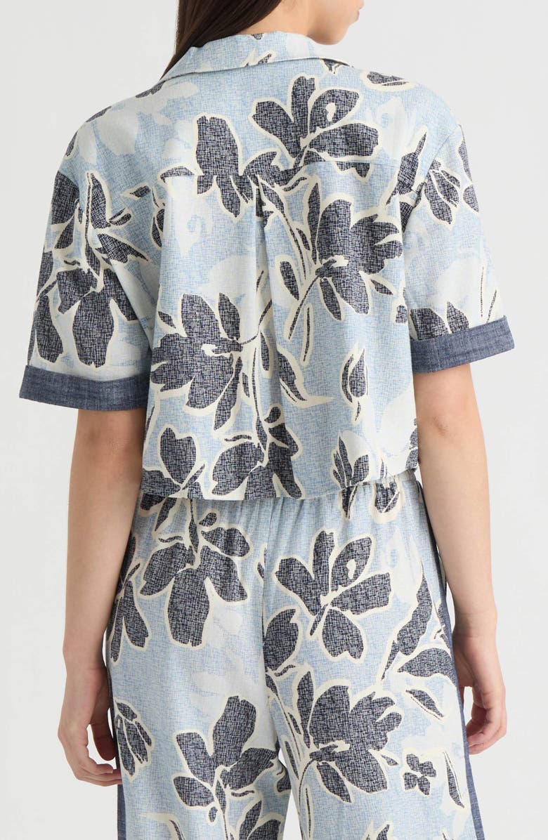 NVLT Notch Collar Button Front Shirt, Alternate, color, Blue Etched Floral