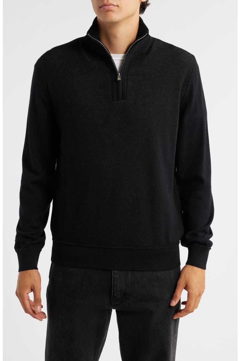 Illario Quarter Zip Sweater, Main, color, BLACK