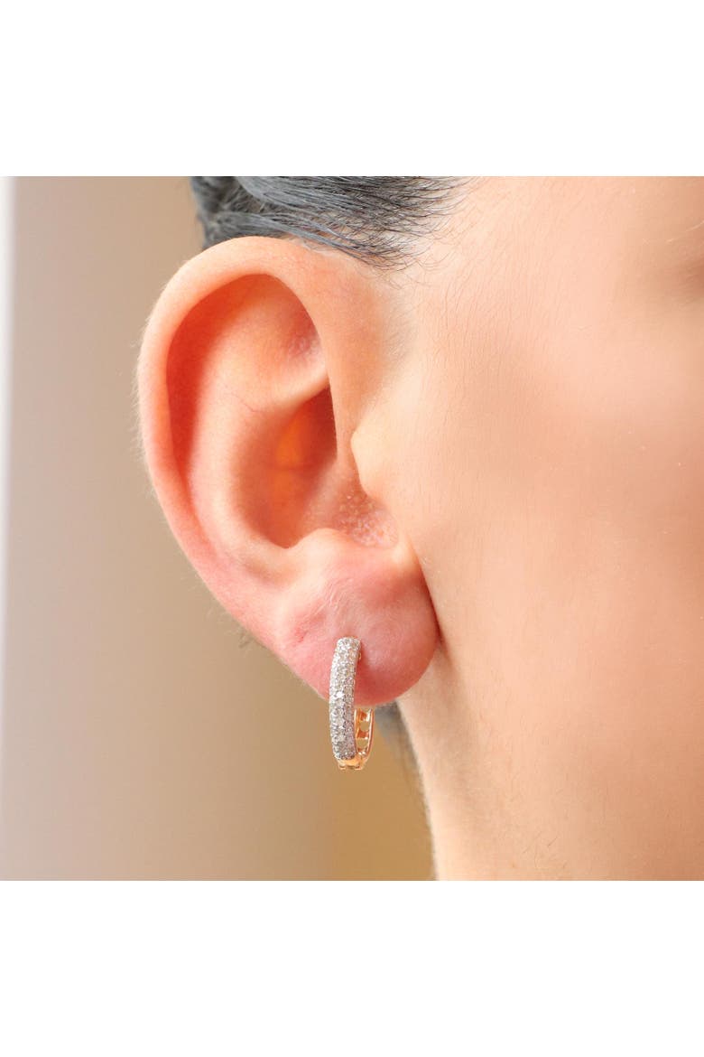 Three Row Diamond Hoop Earrings, Alternate, color, Yellow Gold