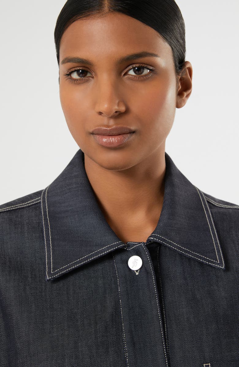 Marina Rinaldi Charme Stretch Cotton Shirt Jacket, Alternate, color, Navy