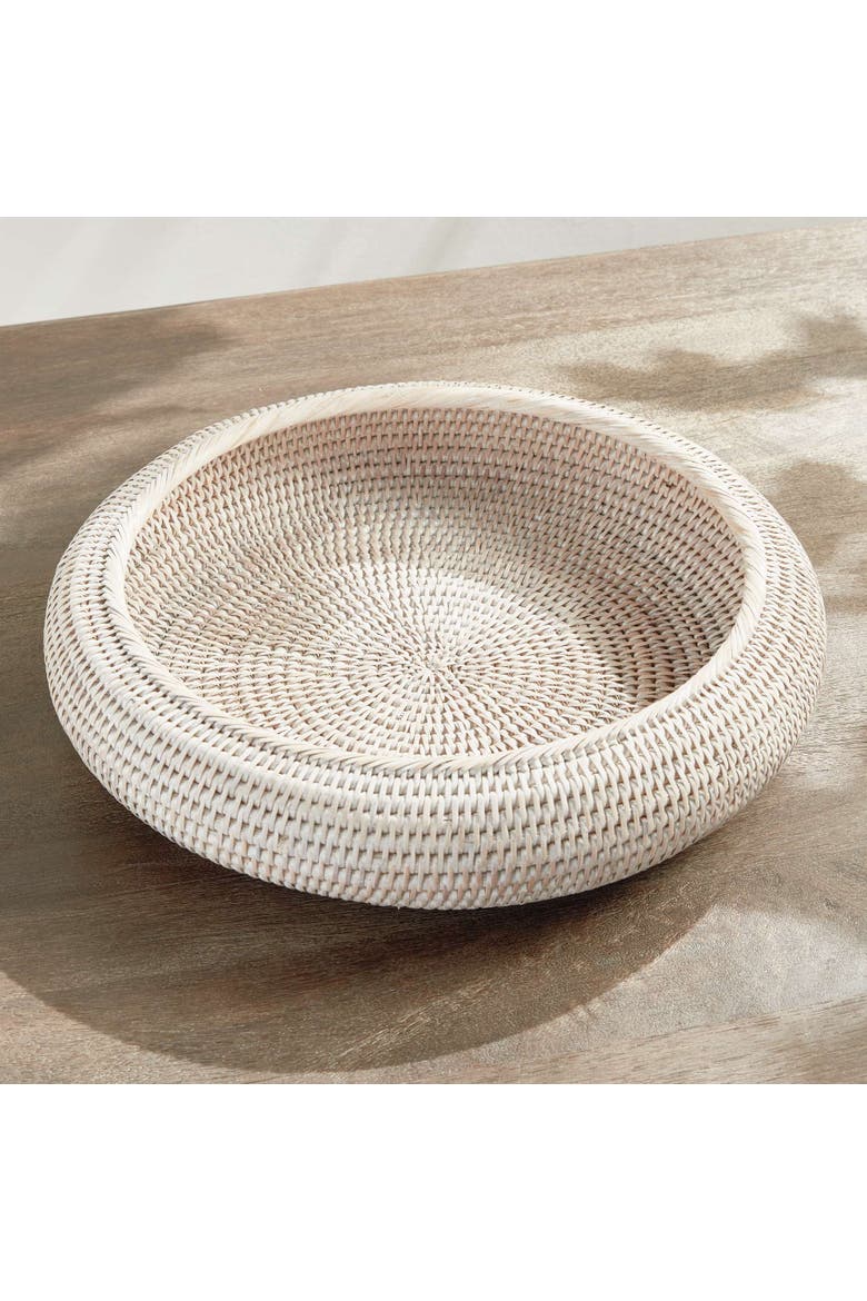 Burma Rattan Shallow Display Bowls Set Of 2, Alternate, color, White