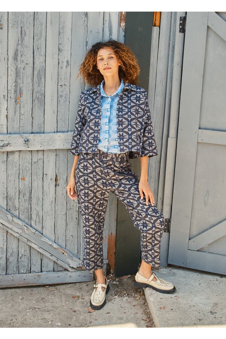 Highway Cropped Collared Button-up Jacket, Alternate, color, Compass