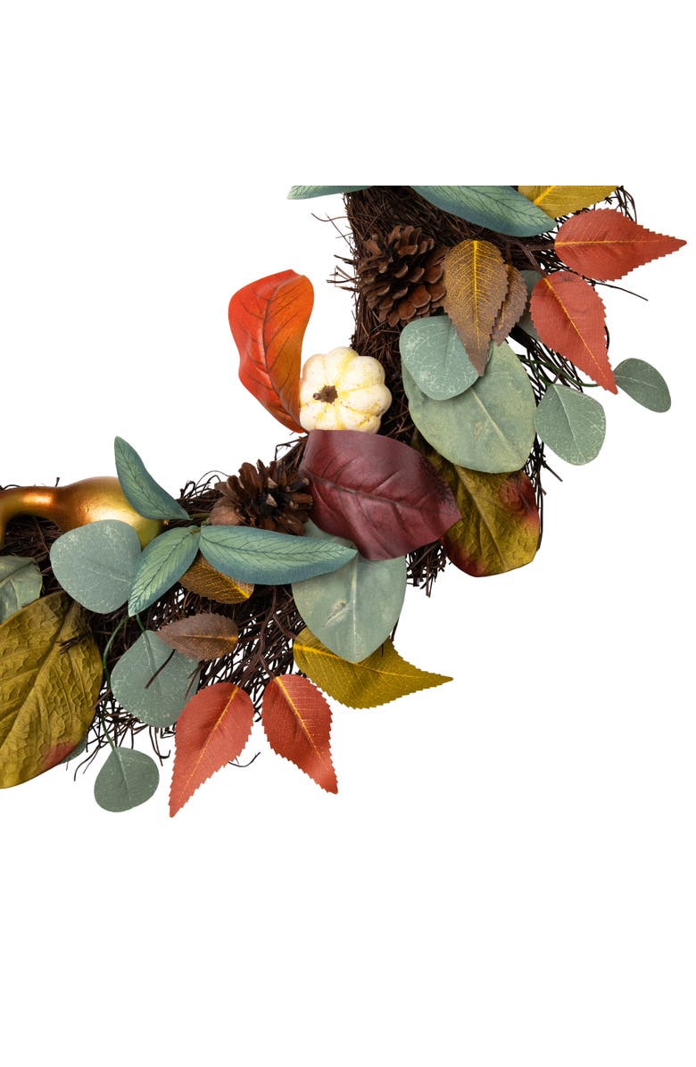 Northlight Pumpkin Pinecone and Gourd Artificial Fall Harvest Wreath - 24", Alternate, color,