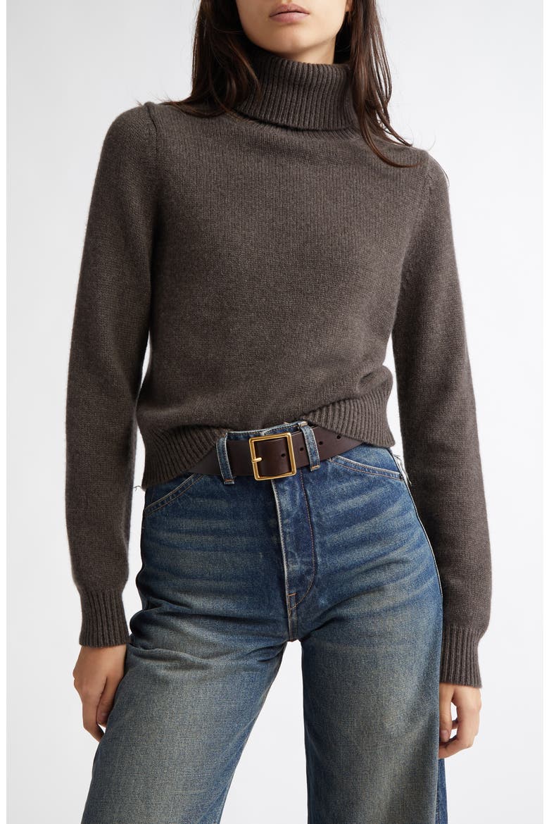 Hollyn Cashmere Turtleneck Sweater, Main, color, DARK UMBER MELANGE