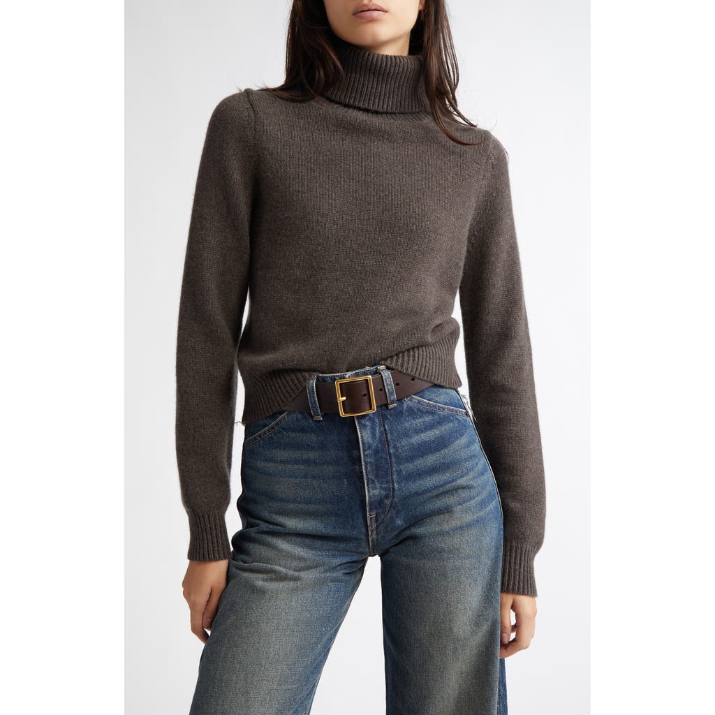 Nili Lotan Hollyn Cashmere Turtleneck Sweater In Dark Umber Melange