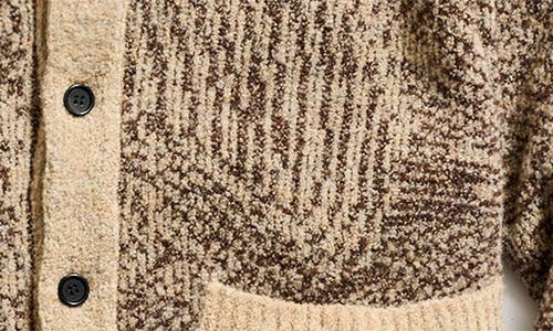 Billy Reid Flow Merino Wool Blend Jacquard Cardigan In Brown