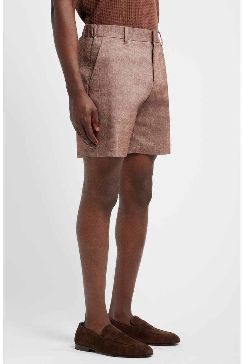Linen Blend Shorts, Alternate, color, BROWN ROCK - WHITE EOE