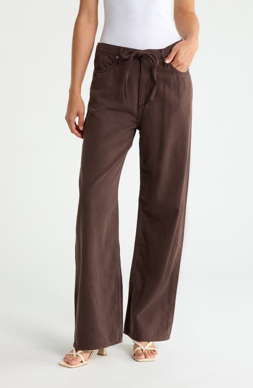 rag & bone Featherweight Phoebe Drawstring Wide Leg Jeans in Dark Brown Stone at Nordstrom, Size Medium
